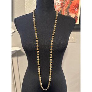 Cara NY Rich Rhinestone Amber Gold Tone 44" Long Statement Necklace NEW